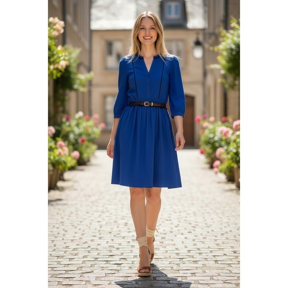 Maeve Anthropologie Royal Blue Crochet Trim Tassel Mini Dress S Boho Romantc $98